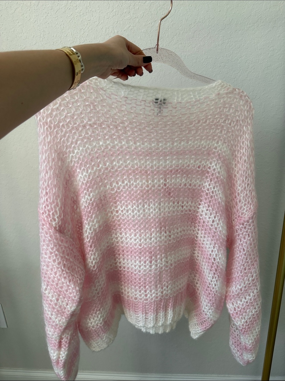 Loewe Pale Pink Hand-Knit Mohair-Blend Crewneck Sweater - Picture 7 of 9